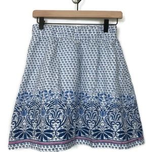 Tommy Bahama Floral Skirt Blue White Linen EUC XXS